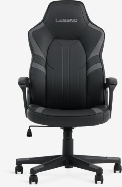 Gaming chair FJELSTED black faux leather/grey