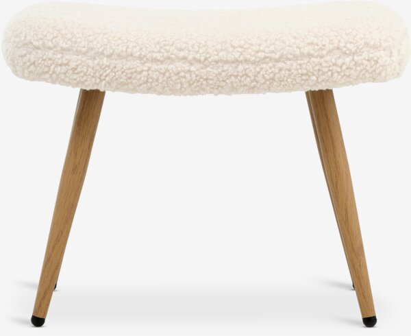 Footstool HUNDESTED off-white teddy/oak colour