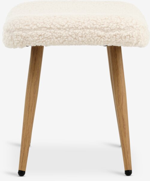 Footstool HUNDESTED off-white teddy/oak colour