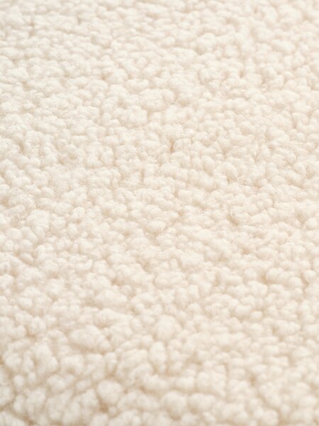 Footstool HUNDESTED off-white teddy/oak colour
