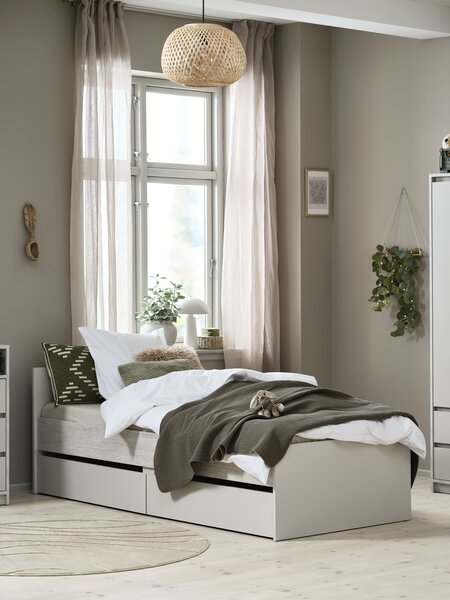 Letto contenitore BILLUND 90x200 color travertino/beige