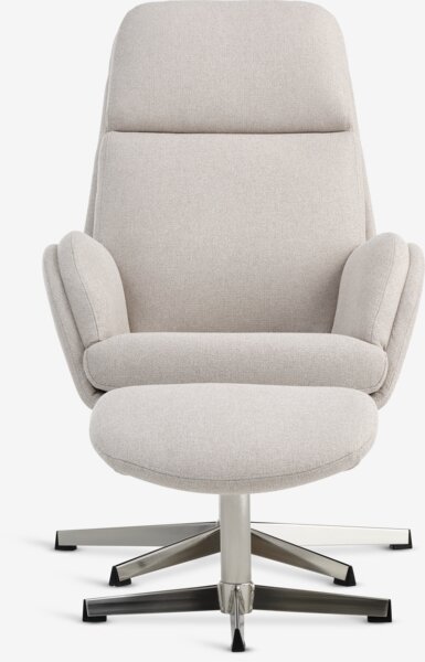 Recliner w/footstool TANKEDAL beige fabric/chrome