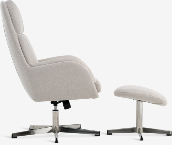 Recliner w/footstool TANKEDAL beige fabric/chrome