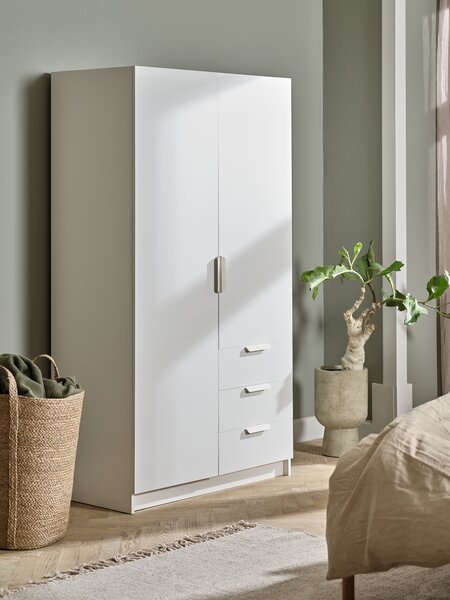 Šatníková skriňa JENSLEV 96x176 2 dvere 3 zásuvky biela