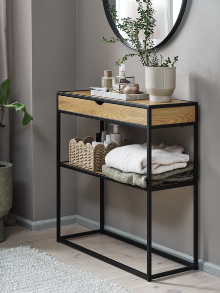 Consolle TRAPPEDAL 30x80 cm 1 cassetto rovere/nero