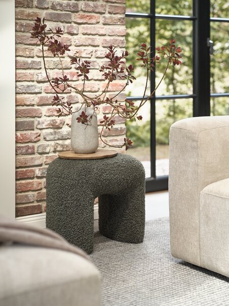 Pouffe ANDST 46x38 olive green teddy fabric