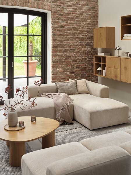 Sofa module SKEJBY chaise longue right sand fabric