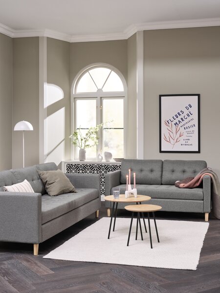 Sofa set FALSLEV 2 pieces grey fabric