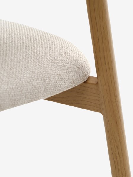Dining chair THORUP beige fabric/oak colour