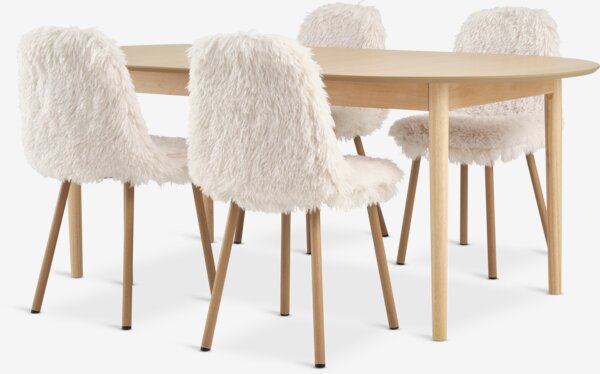 MARSTRAND L200/280 table oak + 4 JONSTRUP chairs teddy