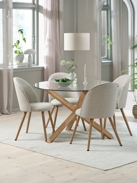 AGERBY D119 table oak + 4 THORUP chairs beige/oak