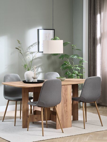 Mesa ALLING L100/163 roble + 4 sillas JONSTRUP gris/roble