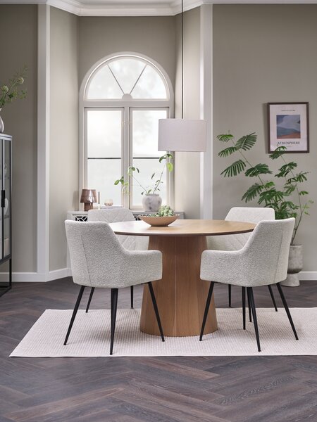 KLIPLEV D120 table oak + 4 PURHUS off-white/black
