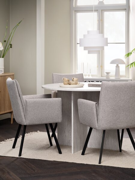 KRONDAL D110 table travertine + 4 GJESING beige/black