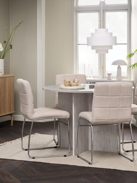 KRONDAL D110 table travertine + 4 HAMMEL chairs beige
