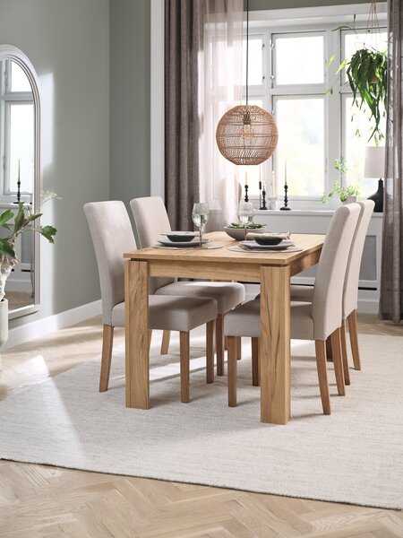 LINTRUP L140 Tisch eiche + 4 TUREBY Stühle beige
