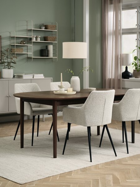 MARSTRAND L200 tafel donker eiken + 4 PURHUS off-white