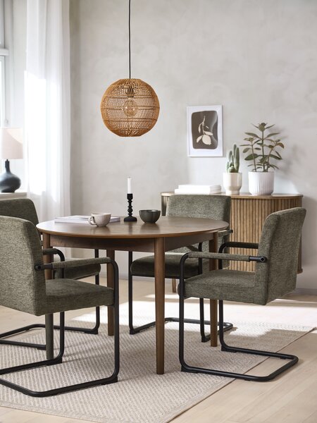 MARSTRAND D110 table dark oak + 4 ESPE chairs olive