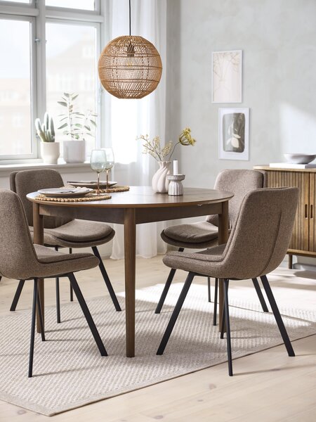 MARSTRAND D110 table dark oak + 4 MELBY light brown