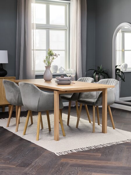 MEJLSKOV L180 Tisch eiche + 4 ADSLEV Stühle grau