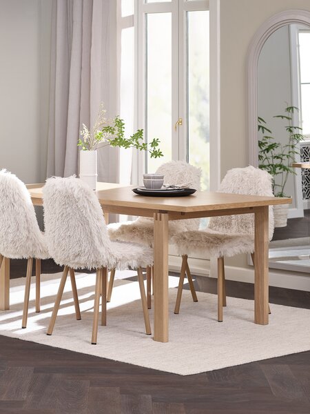 MEJLSKOV L180 Tisch eiche + 4 JONSTRUP teddy off-white