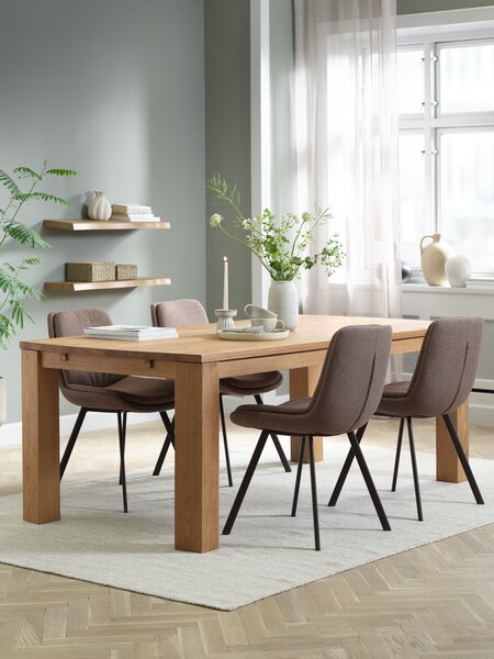 OLDE L200 Tisch eiche + 4 MELBY Stühle hellbraun/schwarz