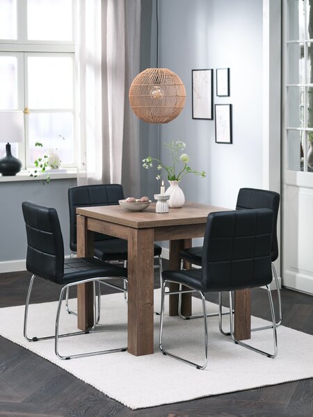 VEDDE L80/160 table wild oak + 4 HAMMEL chairs black
