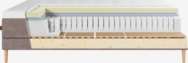 Elevationsseng 90x210cm KUPELVA + BRYA brun-92 Medium