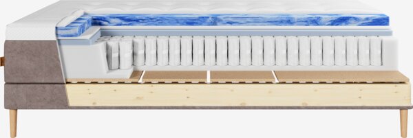 Elevationsseng 90x200cm KUPELVA + VOLA brun-92 Medium