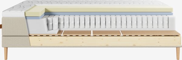 Elevationsseng 90x210cm KUPELVA + TOSEN sand-91 Medium