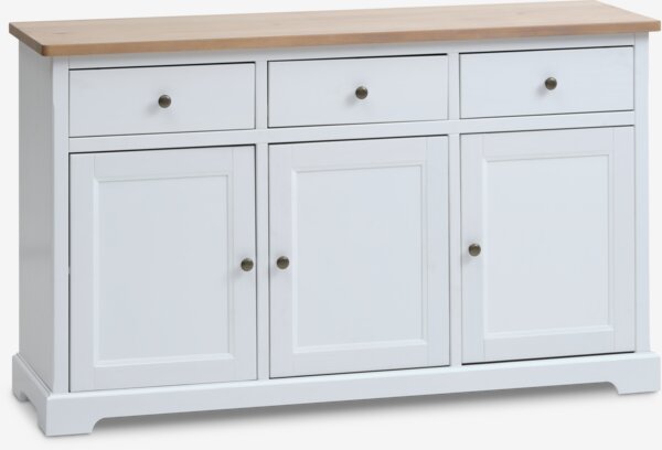 Buffet VISLINGE 3 portes 3 tiroirs naturel/blanc