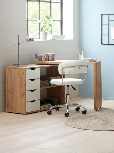 Bureau LANGAGER 41-107x107-165 coloris chêne naturel