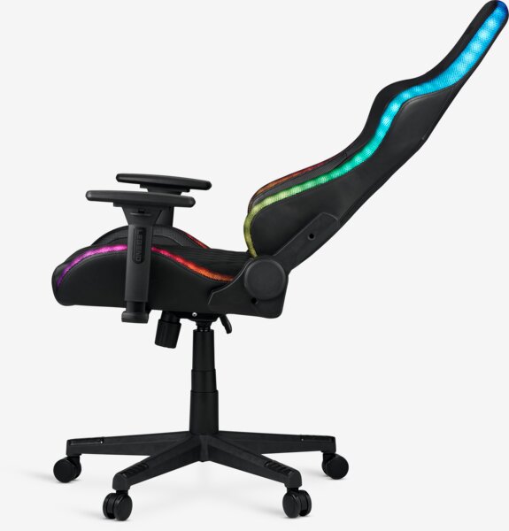Gaming chair RANUM with LED black faux leather/black