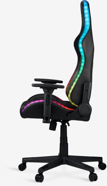 Gaming chair RANUM with LED black faux leather/black