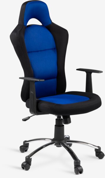 Sedia da gaming SNERTINGE nero/tessuto mesh blu