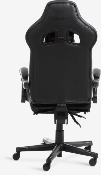 Gaming chair HALLUM w/leg support black faux leather