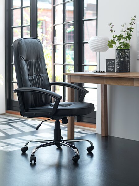 Office chair SKODSBORG black faux leather/chrome