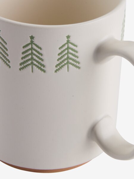 Becher FREKI Ø9xH10cm Keramik 39cl weiss und grün