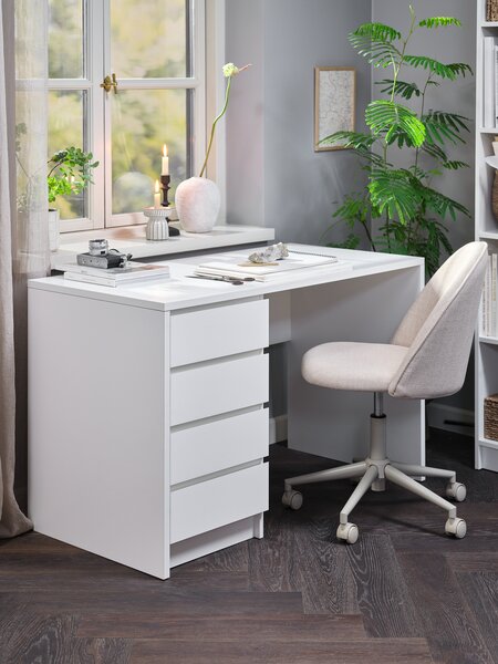 Schreibtisch LIMFJORDEN 60x120 4 Schubladen weiss