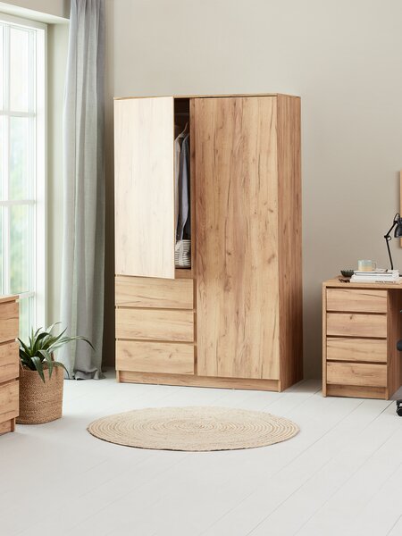 Kleerkast LIMFJORDEN 120x200 combi naturel eiken kleur
