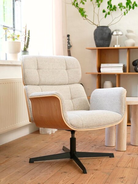 Sillón reclinable ALLINGE giratorio tela beis/negro