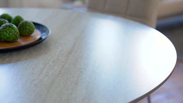 Кухненска маса KLIPLEV Ø120 цвят травертин/бежово