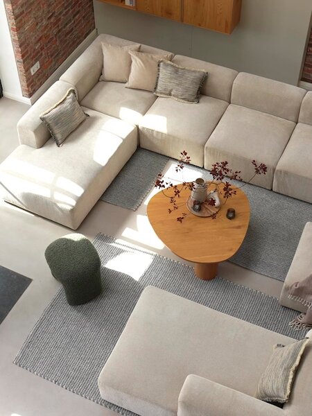 Sofamodul SKEJBY sjeselong/puff beige stoff