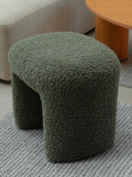 Pouffe ANDST 46x38 olive green teddy fabric