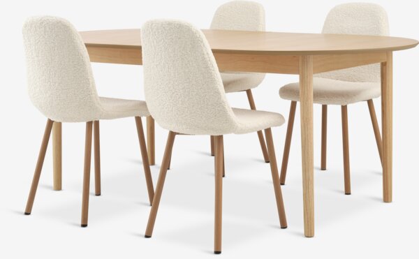 MARSTRAND L200/280 table oak + 4 JONSTRUP chairs teddy