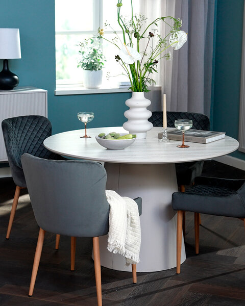 Кухненска маса KLIPLEV Ø120 цвят травертин/бежово