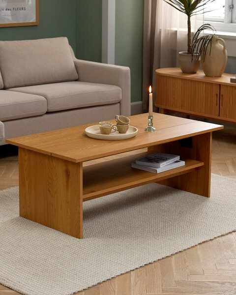 Couchtisch DAUGBJERG L120 Höhenverstellbare Platte Eiche