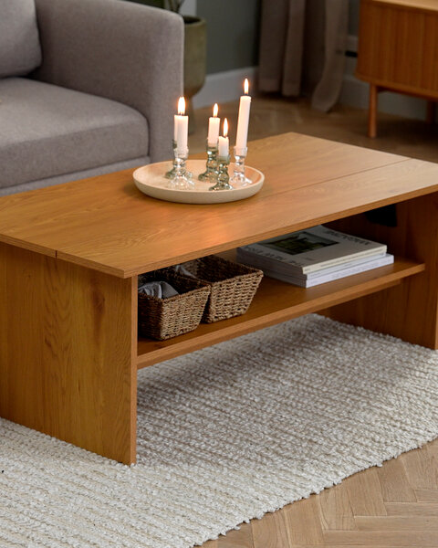 Couchtisch DAUGBJERG L120 Höhenverstellbare Platte Eiche