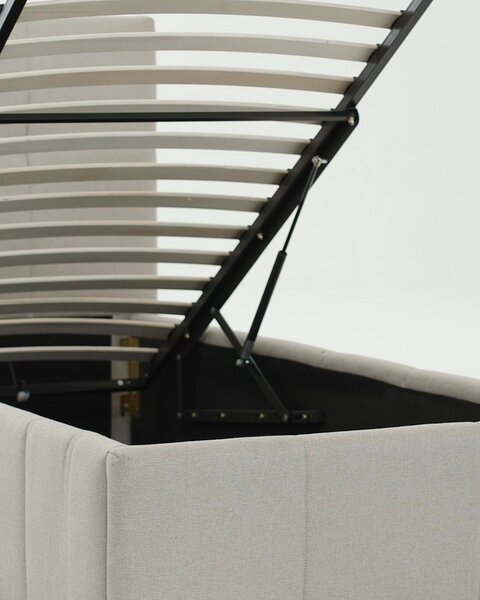 Sengeramme VEMMELEV m. opbevaring 90x200 beige stof