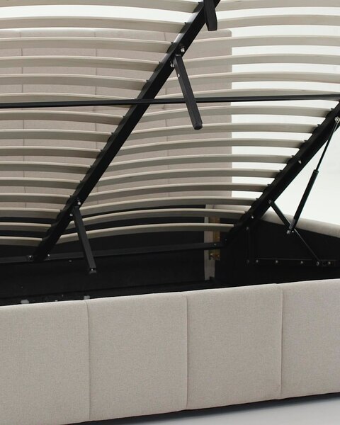Estructura de cama VEMMELEV con almacenaje 180x200 tela beis